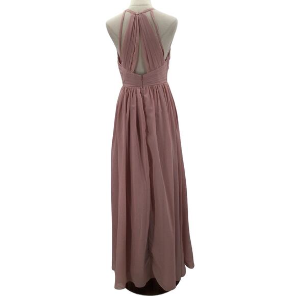 BRIDESMAID SZ 6 S pink pleated cutout sweetheart neck maxi formal dress NEW B169 - Picture 2 of 8